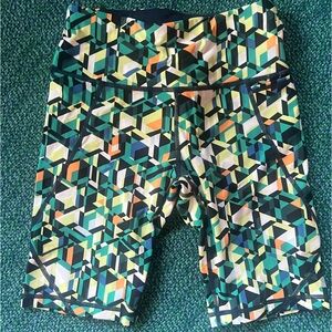 NEW Sweaty Betty Green Geometric Power Printed Bike Shorts